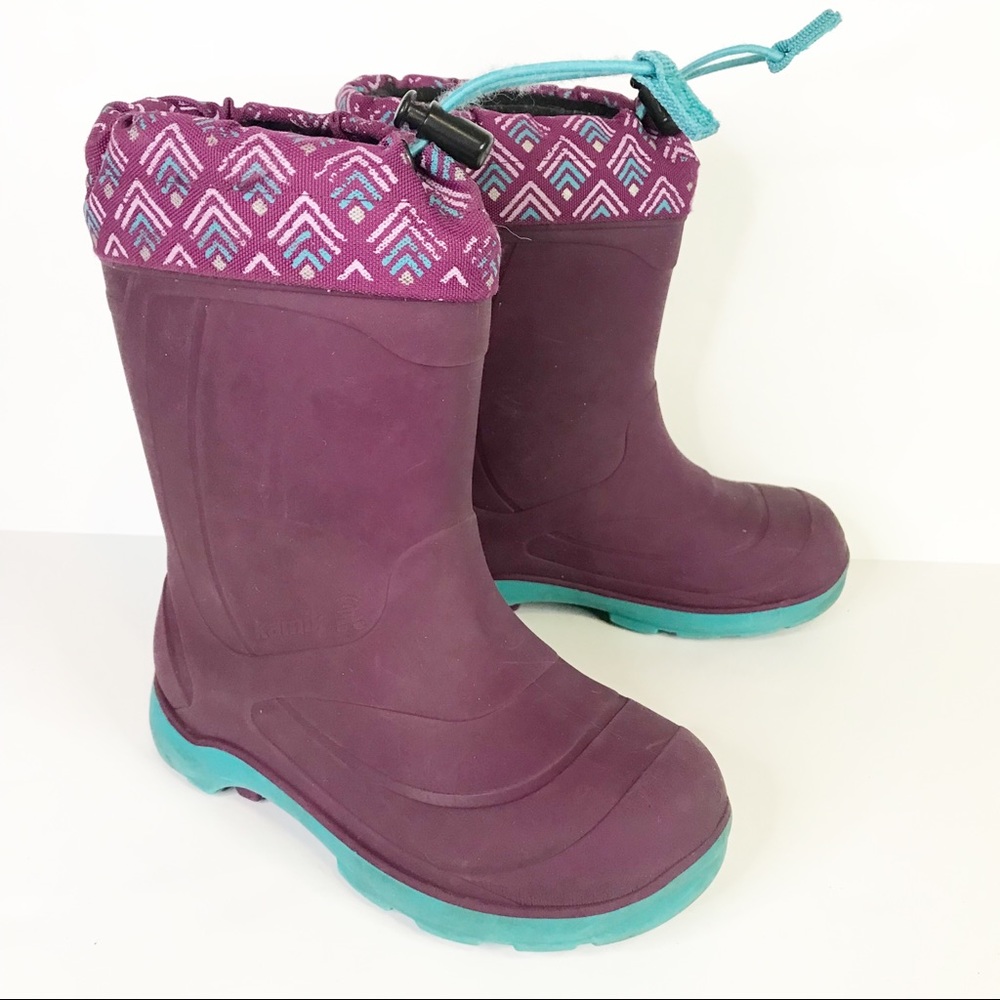 KAMIK Purple Rubber Rain Snow Winter Boots Childrens 12